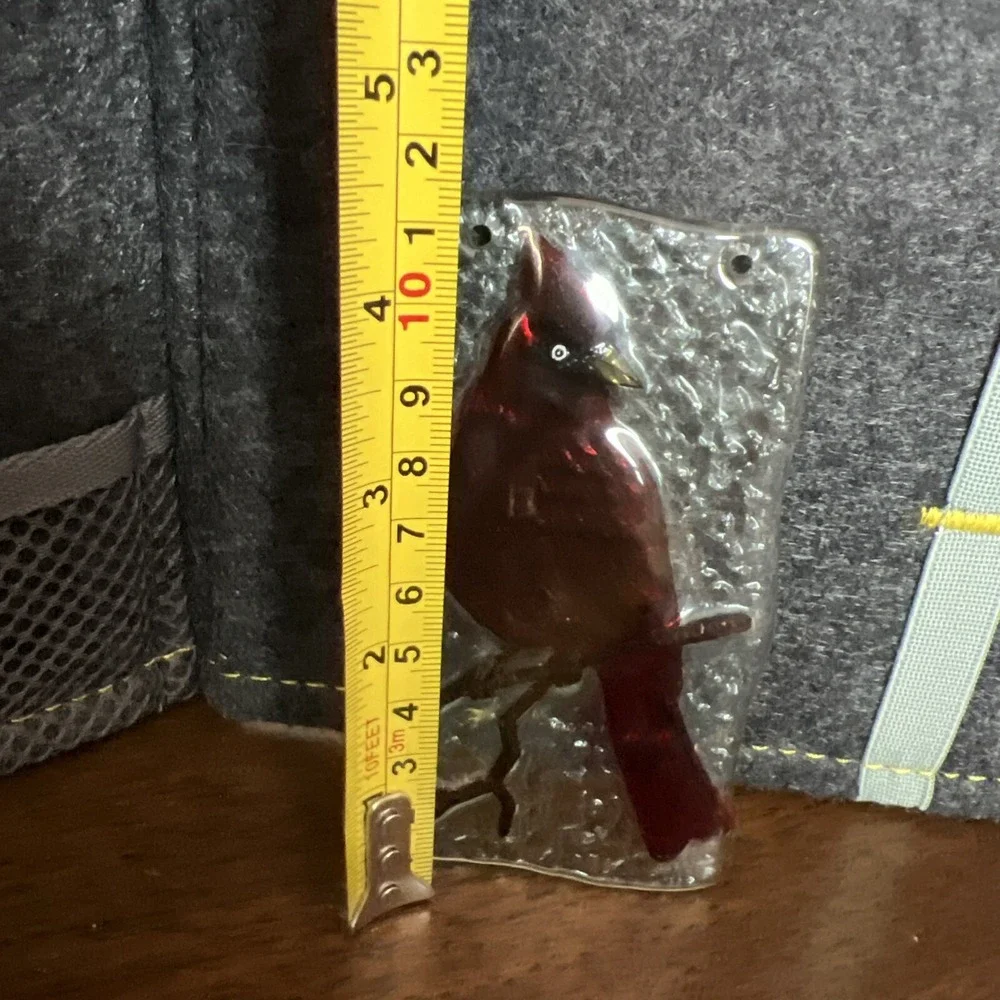 Red‎ Cardinal Bird Glass Ornament On Stick Christmas Holiday Tree